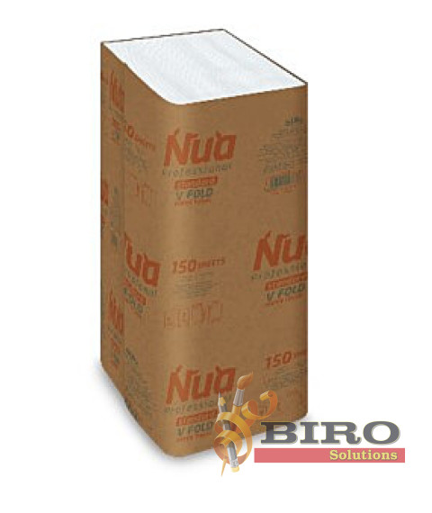 Prosoape de mîini 2 str, 210x230 mm, 150 buc, Cellulosa Premium V Fold, Nua Professional 1/24, 501246